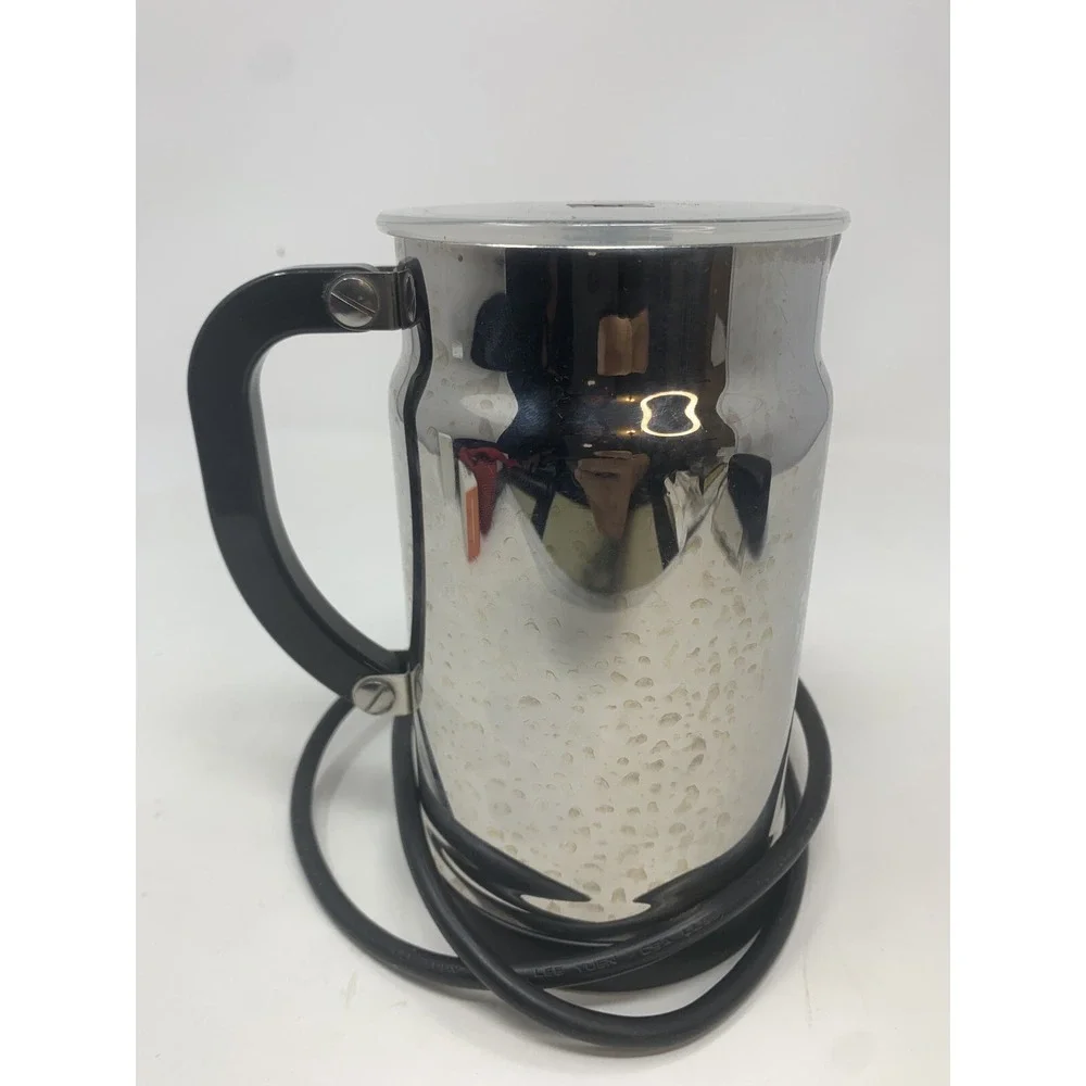 Nespresso Stainless Steel Silver Milk Frother with Black Handle